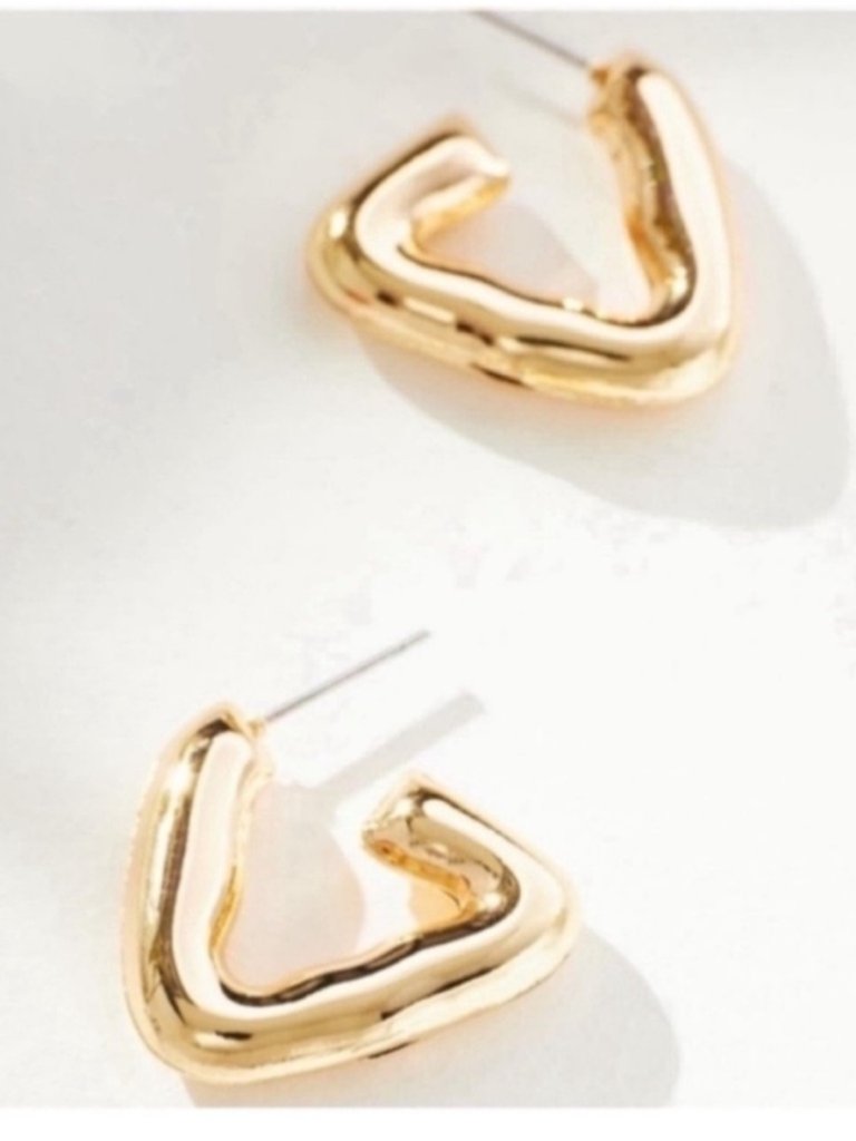 New! Gold Geometric Triangle Hoop Modern Minimalist Earrings (1005) Nwot